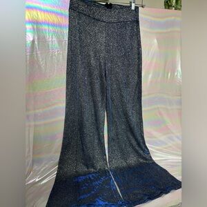 Blue & Silver Glitter Wide-Leg Pants | High Waist | Festival / Party